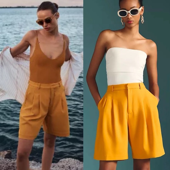Anthropologie Pants - NWT $98 Anthropologie The Avery Pleated Shorts by Maeve Mango Mojito Orange